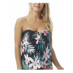 Coco Reef Floral Clarity Twist Drape Bandeau Bra Size Tankini Top 12/36D NWT $92